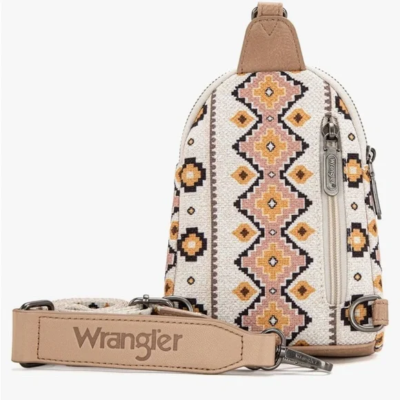 Wrangler Aztec Sling Bag Southwest Crossbody Bags Trendy Chest Bag - Picture 3 of 7